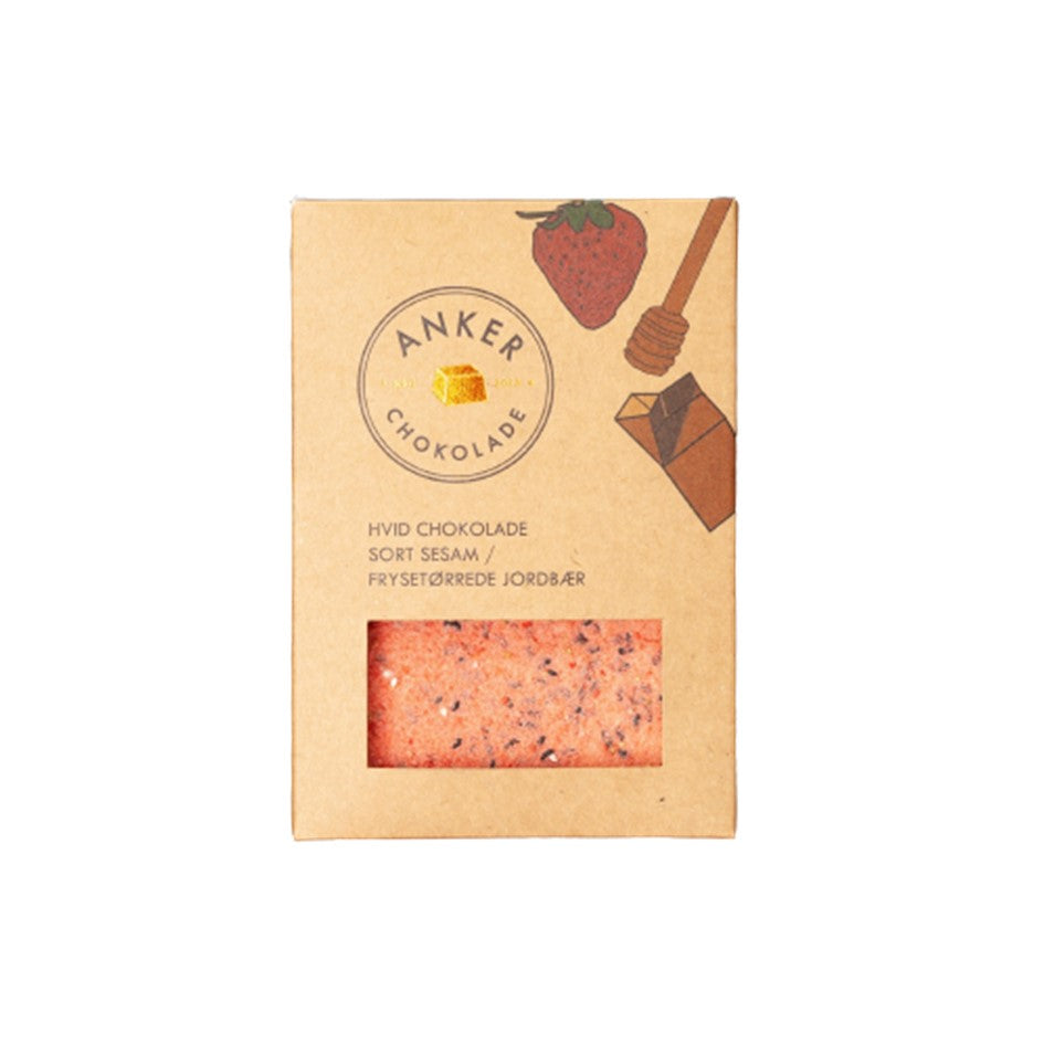 Køb Anker hvid chokolade med jordbær