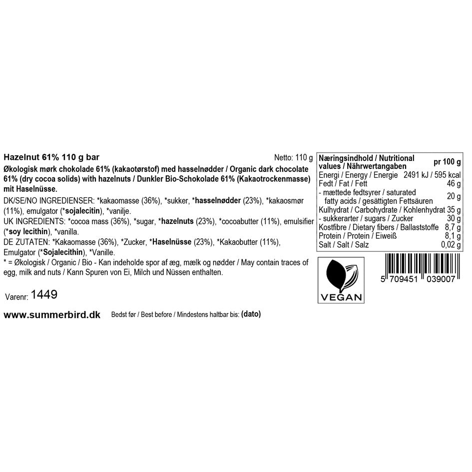 Hazelnut 61 % - Summerbird